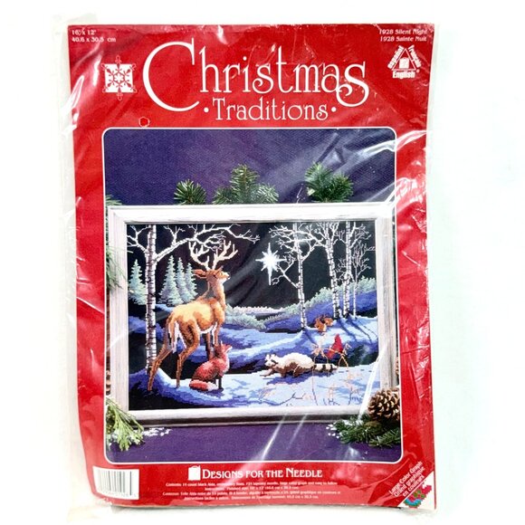 Christmas Traditions Reindeer & Forest Scene Cross Stitch Kit - New/Sealed - Picture 1 of 6